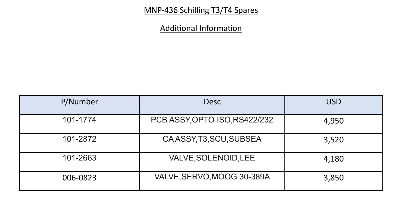 Schilling T3/T4 Spares